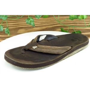 Ocean Minded Size 9 M Brown Flip Flop Leather Men Shoes‎ 9395096